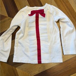 Janie and Jack White Long Sleeve Top with Red Bow
